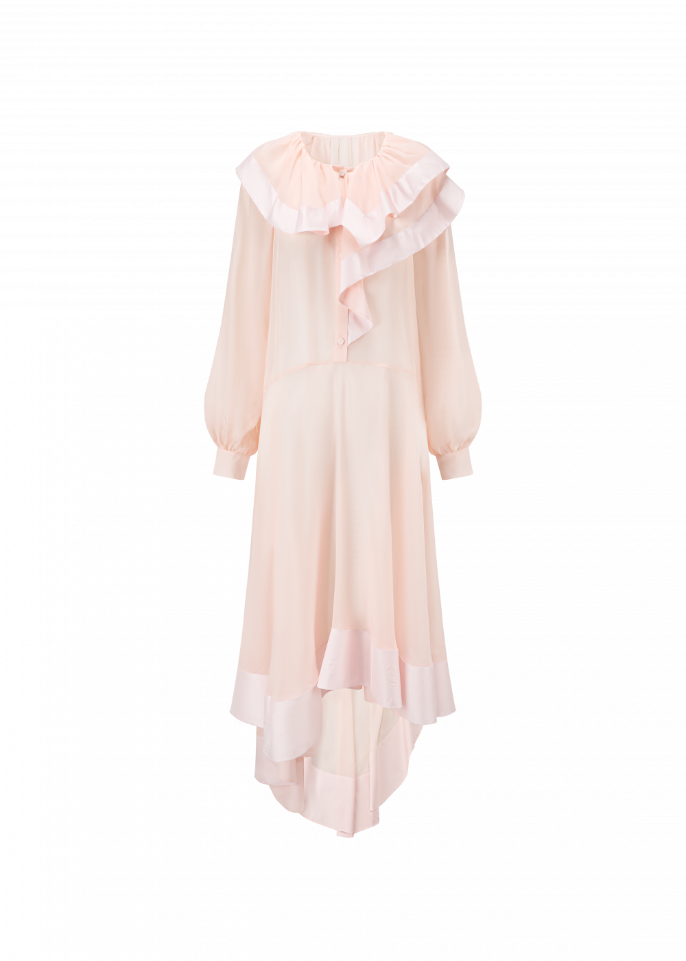 SILK RUFFEL DRAPED DRESS