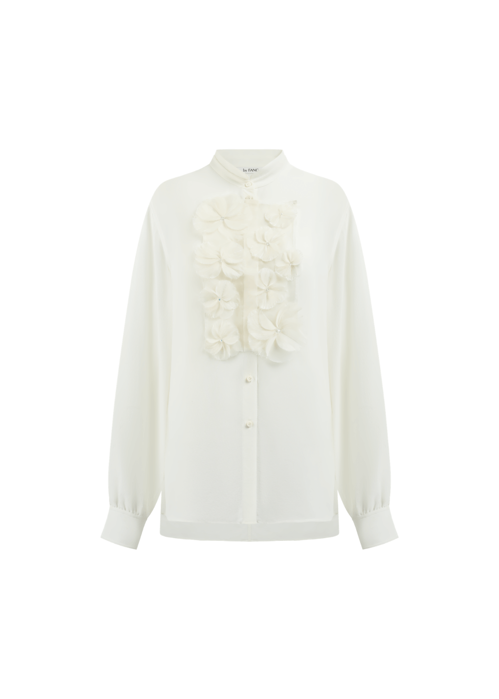 SPIRAL FLOWER STAND-COLLAR BLOUSE