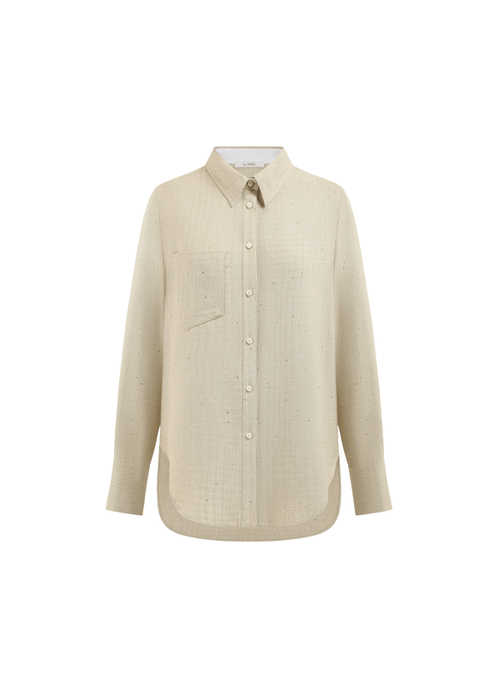 SEQUINED SHIRT-COLLAR TOP