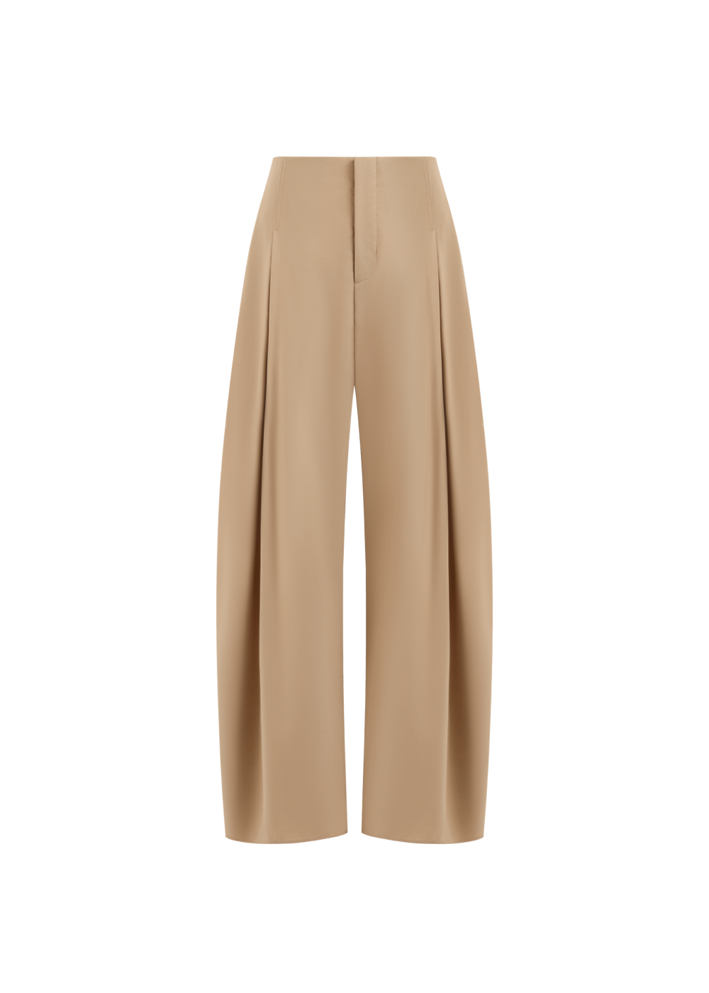 DOUBLE-PLEATED CURVED-LEG PANTS
